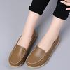2024 Spring Women Round Toe Shallow Flat Shoes Leather Breathable Moccasins Women Boat Shoes Ballerina Ladies Casual Shoes 34-44