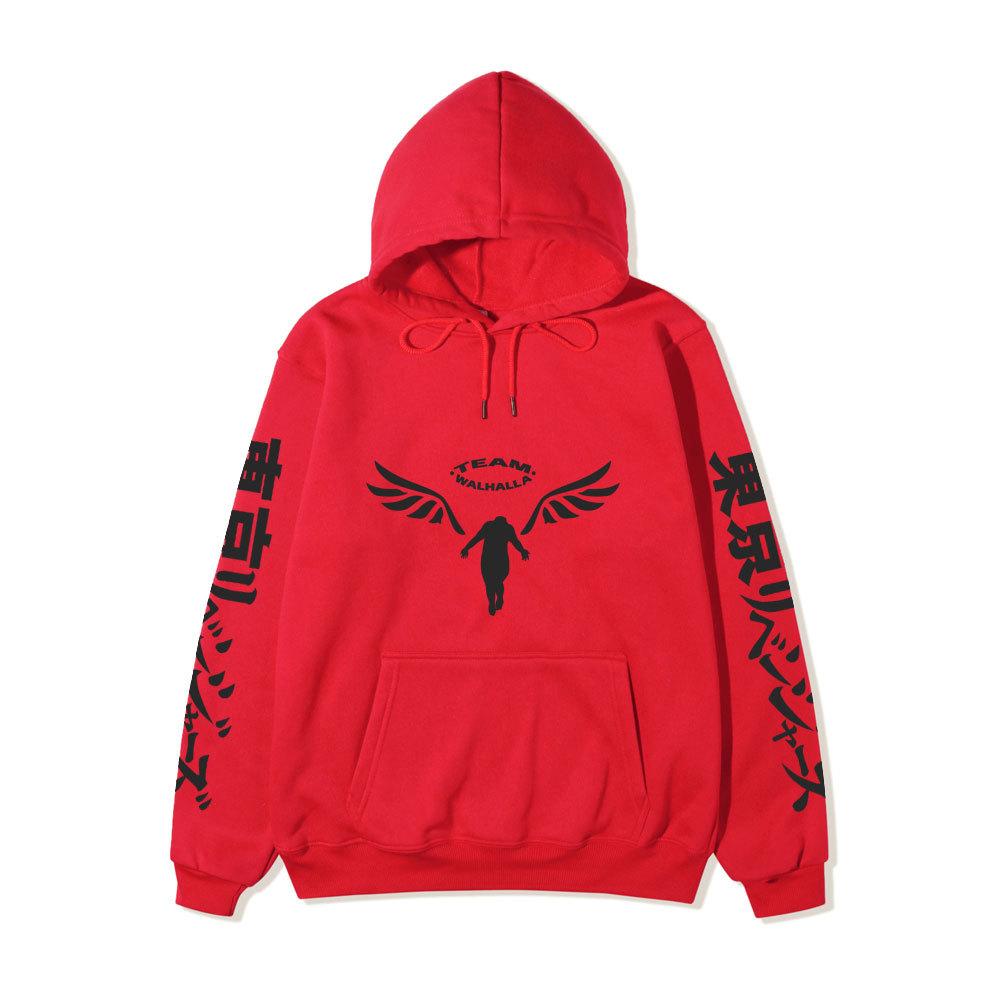 Men Women Fleece Hoodie Tokyo Revengers Walhalla Logo Autumn Winter Japanese Letter Street Long Sleeve Anime Sweatshirt