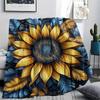 Sunflower Print Flannel Blanket, High quality Comfortable for All Seasons, Home Decor, Warmth and Comfort, Perfect for Christmas Gifts