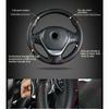 Genuine Leather Braid Steering Wheel Cover 15 Inch Embossing Hand Stitch Car Steering Wheel Interior Accessories