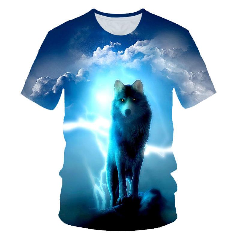 Kids Animal Wolf T Shirt for Boys Summer Autumn Children's Wolf Clothes Short Sleeved Breathable Cartoon Print Cool Wolf Tops