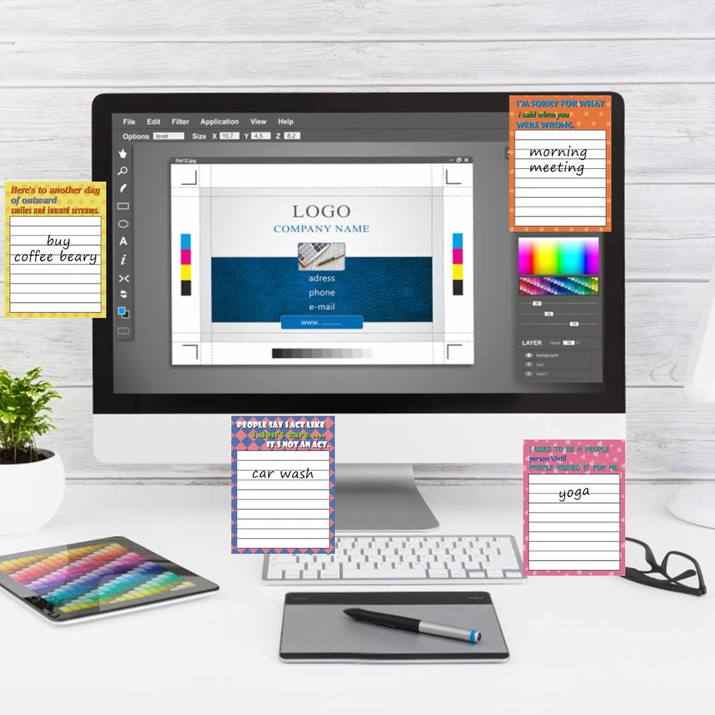 10 Pads Funny Sticky Notes with Sarcastic Sayings, to Do List Sticky Notes Pad with Lines, Cute Memo Notepads for Reminder Planner Students Office