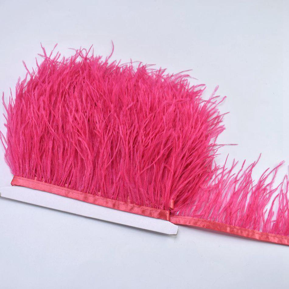 100CM Natural Ostrich Feather Trim Ribbon Crafts DIY Boho Wedding Dresses Sewing White Plume Tape Party Home Decoration