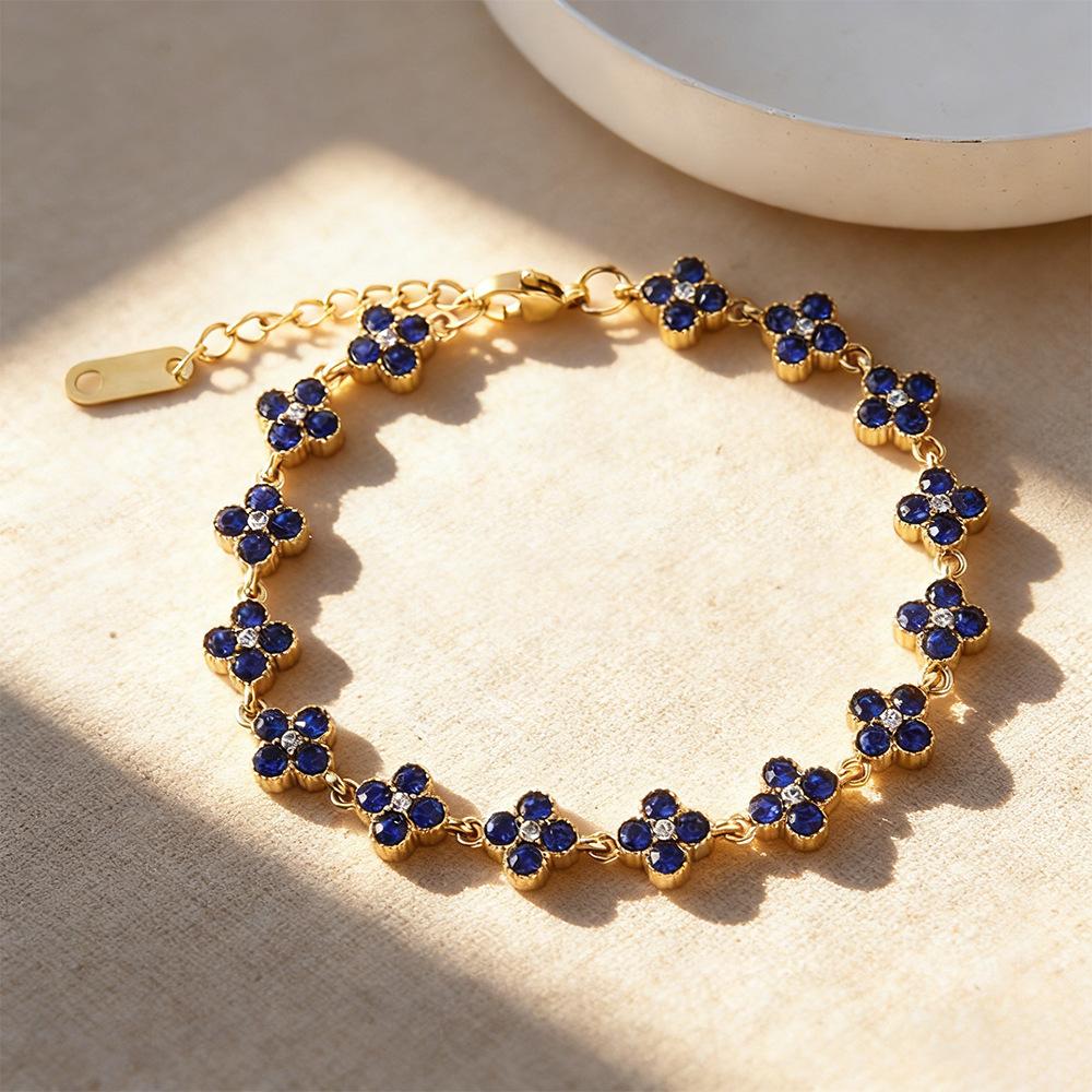 European American Style Hand Chain High-End Full of Diamonds Zircons Multi-Color Titanium Steel Stainless Steel Jewelry