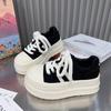 Muffin Thick-soled Big-headed Breadboard Shoes Women's New Small People Increase Height and Look Thin Casual Sports Board Shoes