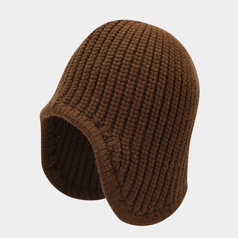 Autumn and winter new solid color ear protection wool hat simple and fashionable outdoor warm knitted hat winter versatile cold hat tide