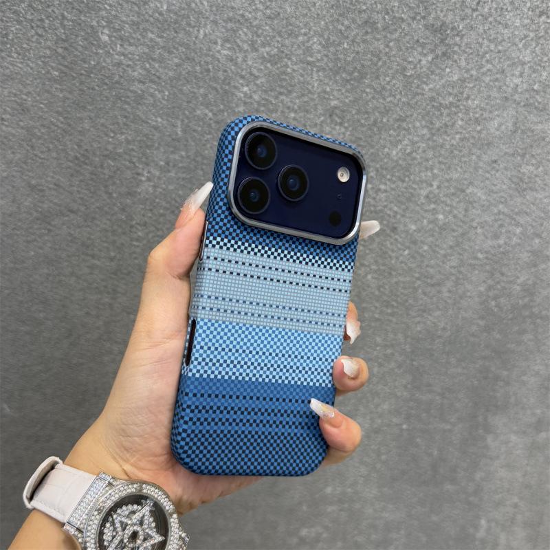 Магнитный чехол с узором из кевлара для iPhone 17 Pro Max - Дизайн «Закат и Восход Луны», Защита от падений и Премиальное ощущение для Apple 16.