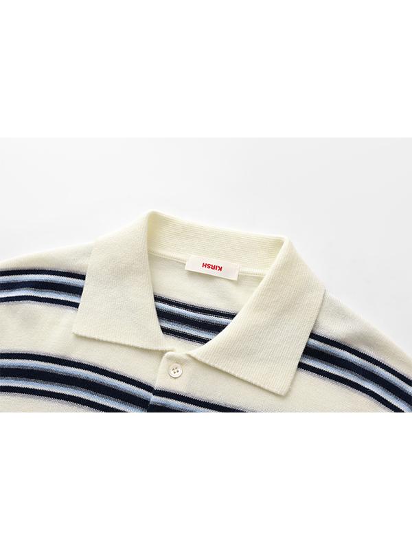 KIRSH Striped Collared Knit Top [Ivory]