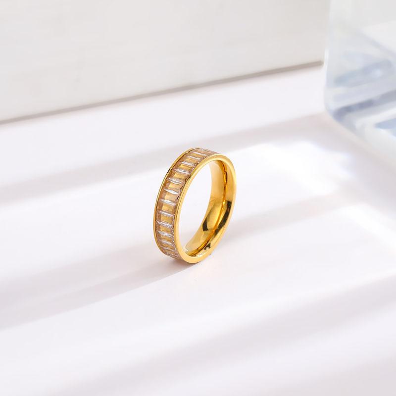 Fashionable Rectangular Flash Titanium Steel Ring for Women, Light Luxury, Versatile Index Finger Ring, Ins Style Fashion Jewelry