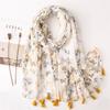 Butterfly Print Scarf - Lightweight Breathable Shawl for Women, Khaki with Earthy Tones, Versatile Travel Fashion Accessory for Outdoor Activities