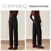 Women's High-Waist Hyaluronic Acid Warm Fleece Straight-Leg Trousers