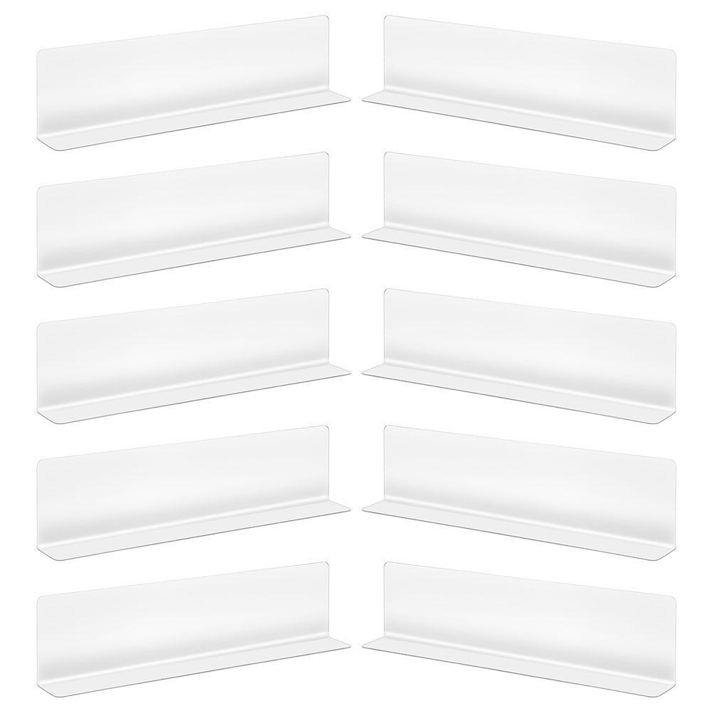 10Pcs L Shaped Clear PVC Shelf Separators for Supermarket Retail Closet Cabinet Shelf Organization Transparent Quick Access
