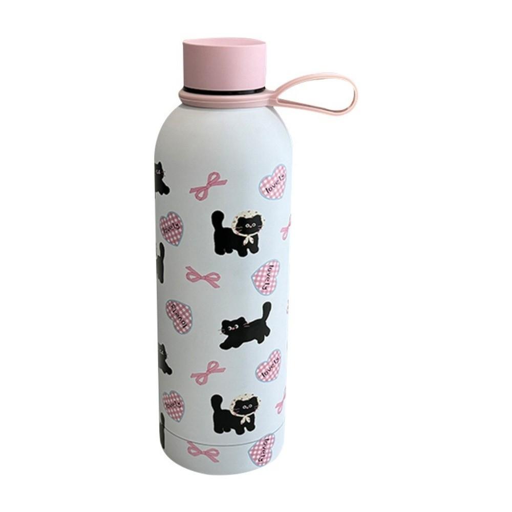 Cartoon Prints Students Coffee Mug Stainless Steel Insulated Water Bottle Outdoor Travel