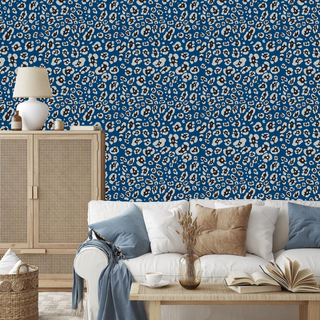 Blue Animal Skin Wallpaper Blue and Gray 50x1000
