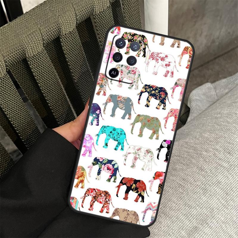 Cute Baby Elephant Case For Oppo A38 A18 A58 A78 A98 A79 A40 A60 A80 A16 A76 A96 A15 A74 A94 A54 A77 A17 Cover