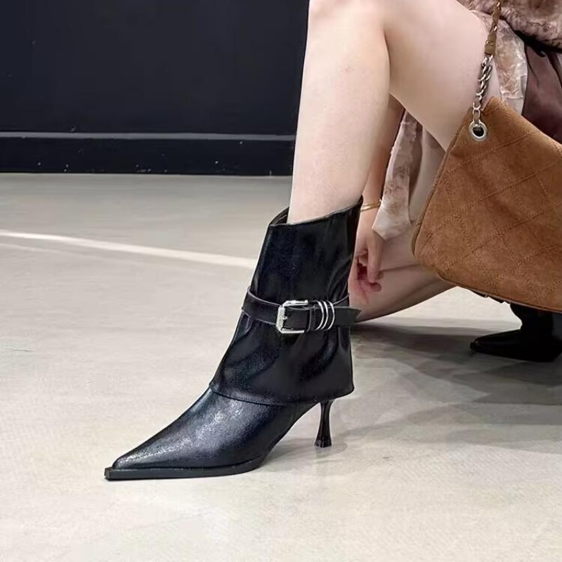 2025 Designer Women Boots Pointed Toe High Heels Sexy Shoes 2025 Brand Pumps Winter Woman Chelsea Boots Leather Shoes