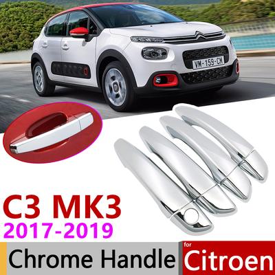 Для Citroen C3 MK3 2017 ~ Роскошный хромированный чехол для внешней дверной ручки, автомобильные аксессуары, набор накладок, наклеек