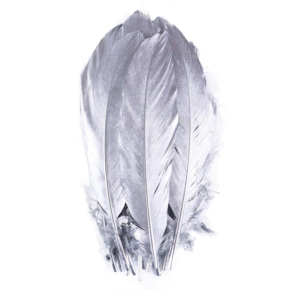 Natural Gold Dipped Feathers White Goose Plume for DIY Crafts Jewelry Making Handicraft Party Gift Box Cake Decoration