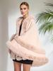 Women 2 Circle Faux Rabbit Fur Cape Poncho Winter Loose Warm Shawl Outerwear Cashmere Cloak Overcoat