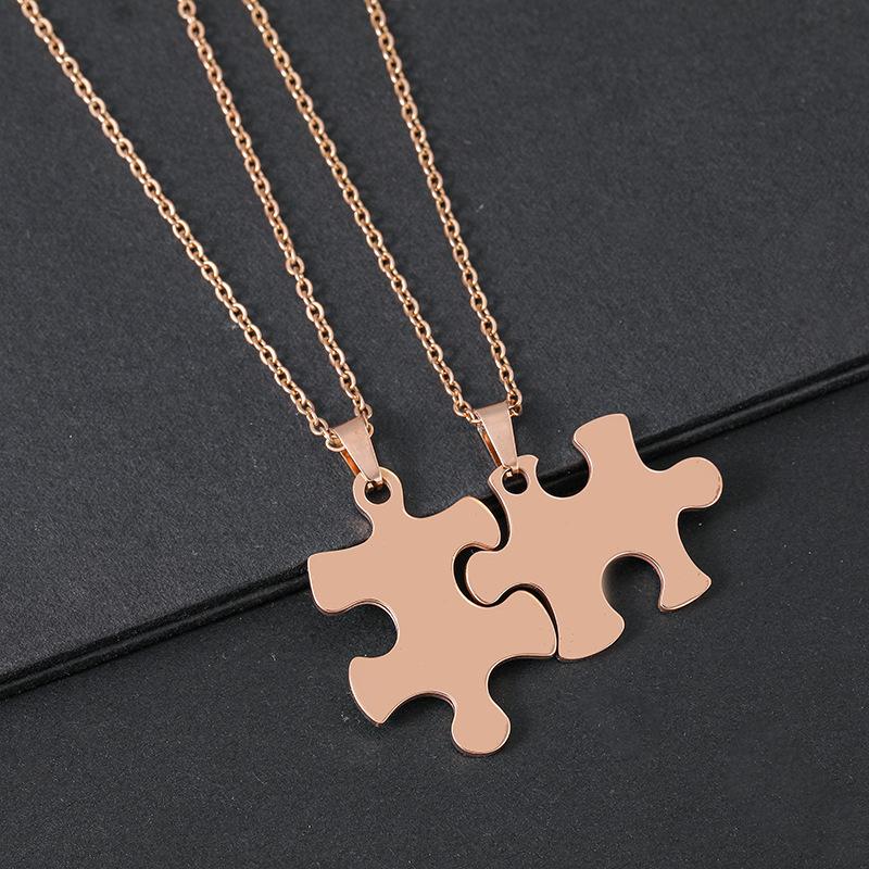 Пазл Пара пустых материалов для лазерной цветной печати, Праздничные подарки, Надписи, Цепочка крестик из нержавеющей стали, Ожерелье.