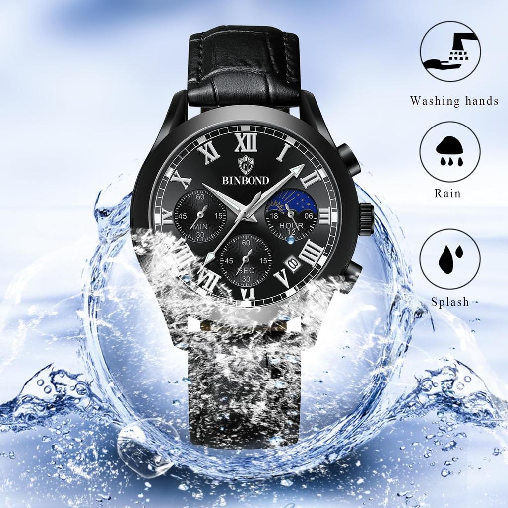 Leather Belt Rome Analog Genuine Leather Belt Waterproof Luminous Calendar Black Brown Quartz Watch Fashion Watch Day Birthday Christmas Day Boyfriend