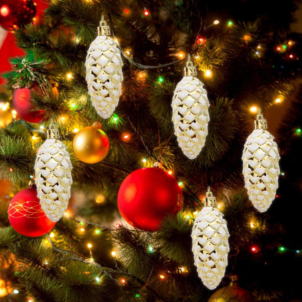 5 Pieces Christmas Tree Pinecones Ornaments Pine Cone Baubles Xmas