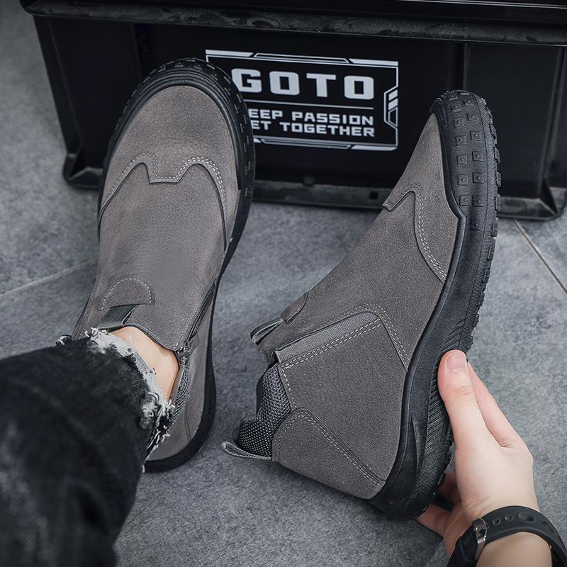 Мужская повседневная рабочая обувь Ленивые ботинки Спортивная обувь с капюшоном Противоскользящая Модная студенческая обувь Зимние мужские ботинки Бесплатная доставка Снежный ботинок