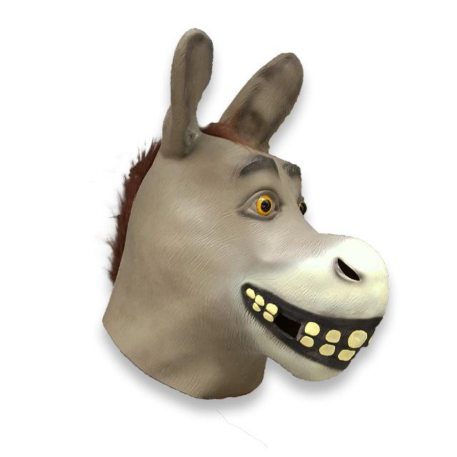 Shrek's Gaggle of Donkeys European and American Dance Party Props Donkey Head Animal Mask Halloween Funny Donkey Headgear