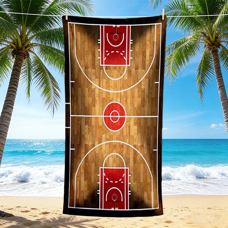 1Pc Basketball Court Beach Towel, Quick Dry, Multi-Use for Beach Pool Gym Yoga Home Travel, Christmas, Halloween, Xmas Gift M928718