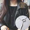 Ожерелье с длинной цепочкой и преувеличенным одинарным кругом, дизайн с кисточкой, персонализированный модный и крутой аксессуар-цепочка для ключицы