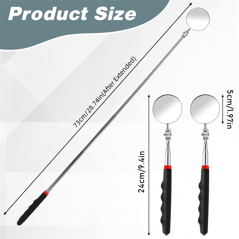 360 выдвижная телескопическая линза для осмотра, круглое зеркало, серебряный карманный зажим, новые автомобильные инструменты, удлиняются от 7-1/4" до 30" DIY TOOL