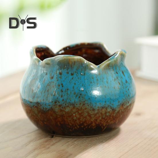 Экологичный цветочный горшок с гладкими краями, практичный керамический цветочный горшок для растений на открытом воздухе, контейнер