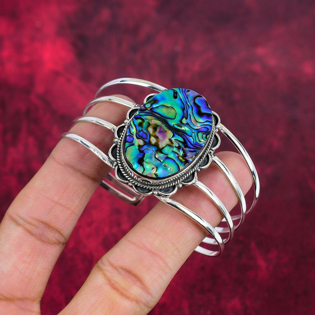 Браслет из ракушки Abalone Shell Bangle из цельного серебра 925 пробы, ювелирные изделия из драгоценных камней, браслет ручной работы, для свадебного подарка