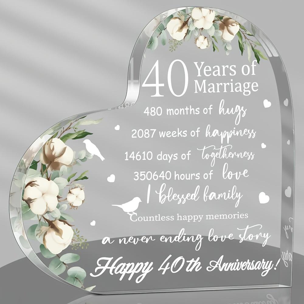 2D Flat, Wedding Gift for Her Years of Marriage Gift Happy Anniversary Present for Woman Acrylic Heart Marriage Keepsake for Wife Husband Girlfriend B