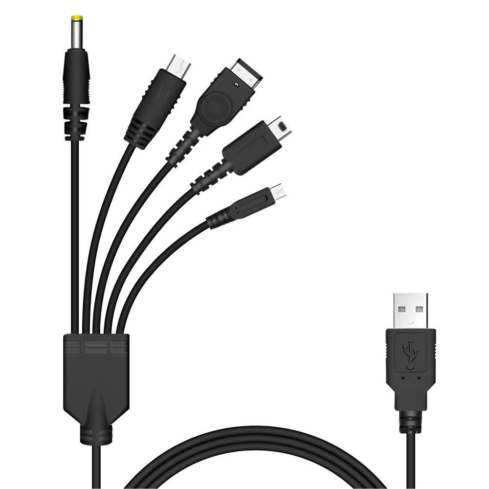 USB Charging Cable Compatible with Nintendo New 3DS 3DS DSi GBA Wii and PSP USB Charging 5-in-1 (XL/LL), (XL/LL), 2DS, (XL/LL), SP, U, 1000/2000/3000.