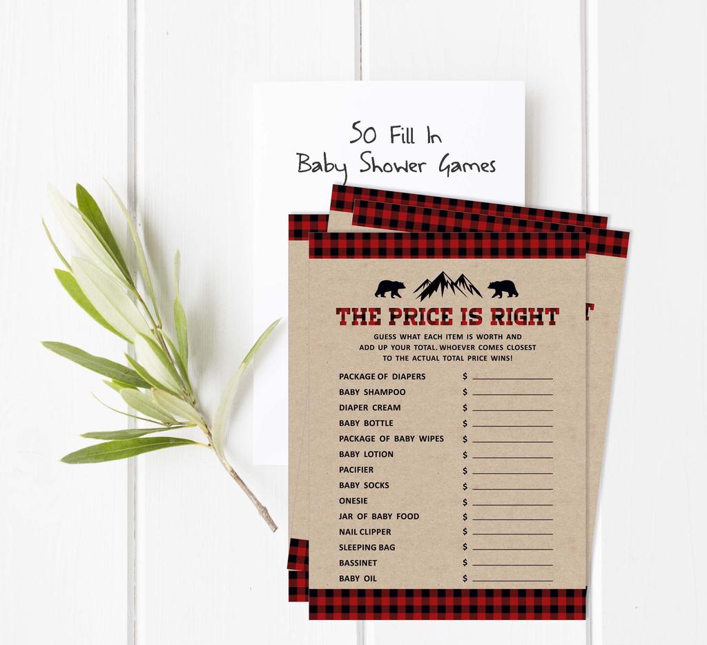 Inkdotpot 50 листов Дровосек Если цена правильная Рустикальная крафт-бумага Игра для детского душа Гендерно-нейтральная вечеринка