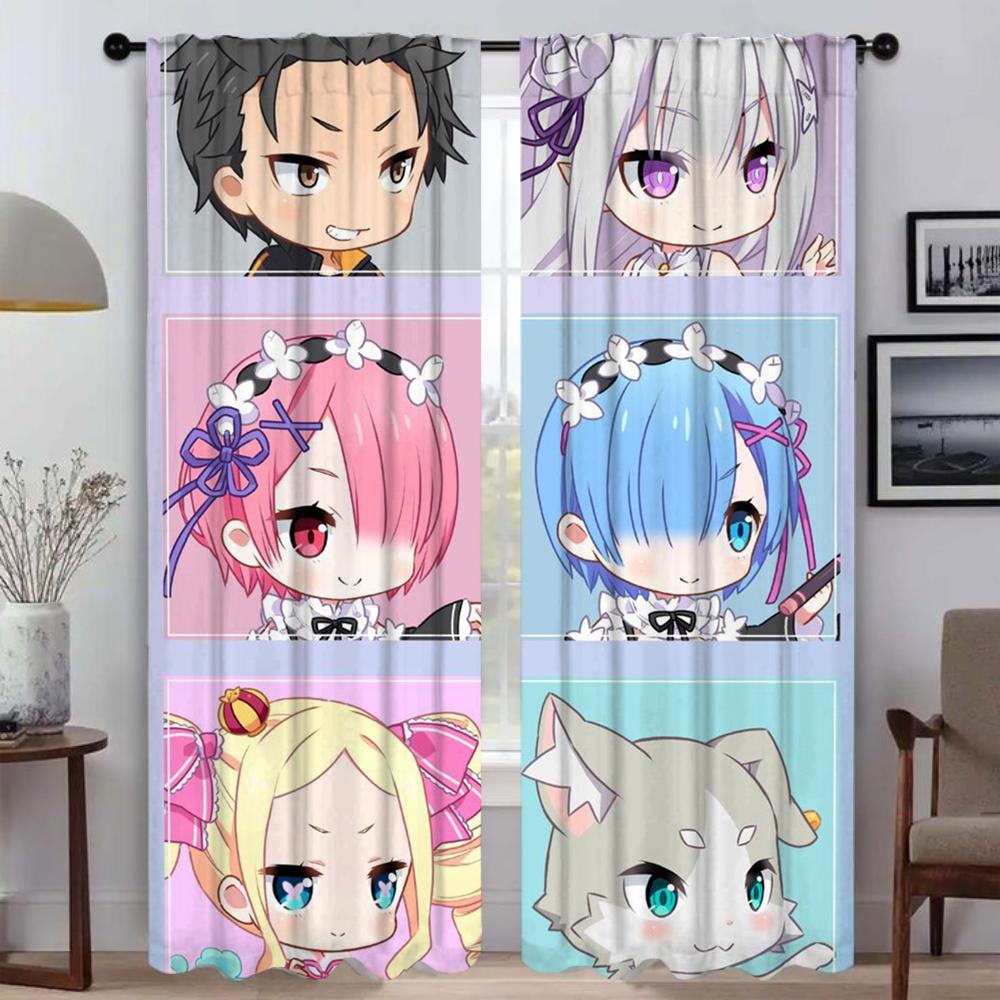 Re-zero Современные Шторы Для Гостиной 2 Части Разделительная Штора Затемнение Шторы Украшения Хэллоуин Шторы Для Спальни Оттенки Кухня
