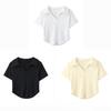 Летняя однотонная футболка Harajuku Casual Chic короткий рукав укороченный топ женская одежда эластичный женский топ