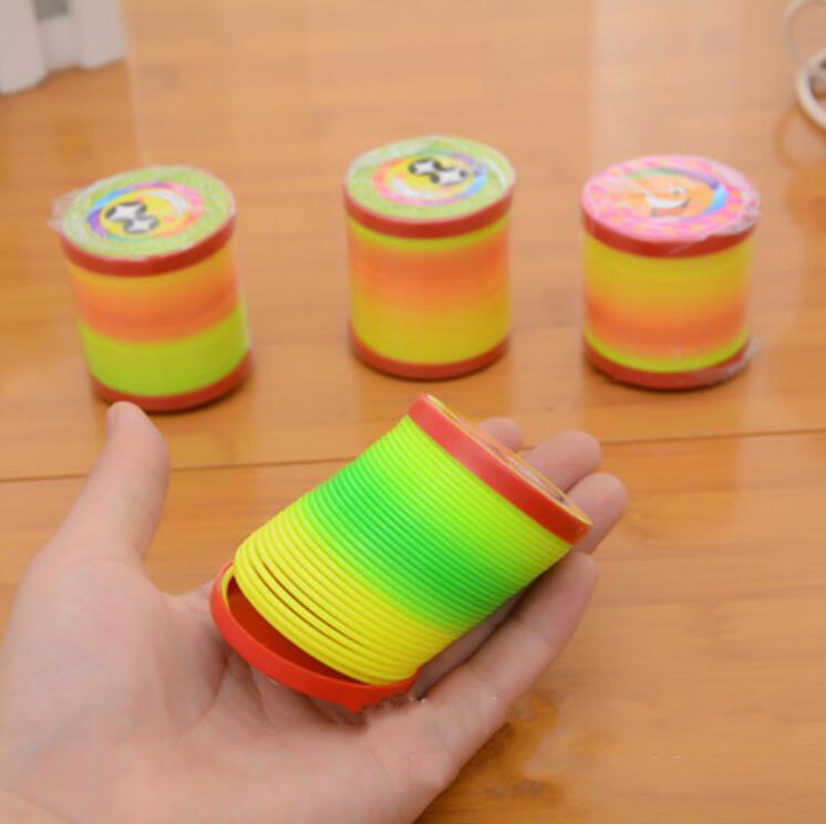 1PCS Colorful Rainbow Plastic Spring Toy Walking Magic Circle Stretchy Kids