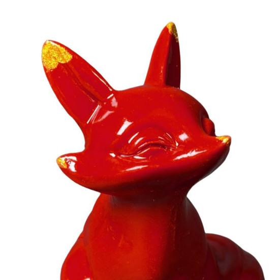 Киноварная лиса Орнамент Рыжая лиса Фигурка Миниатюрная статуэтка лисы Скульптура Приборная панель автомобиля Дом Офис Фэн-шуй Украшение