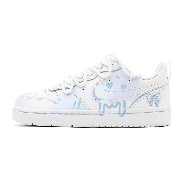 Nike Кроссовки Court Borough Ice Blue Heart Низкие Скейтборд Обувь Женские Синий Белый BQ5448-100(TeamS-S-BOX)
