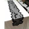 Halloween Table Runner 13x68inch Black Polyester Waterproof Decoration with Spider Web and Bat Design for Dinner Party