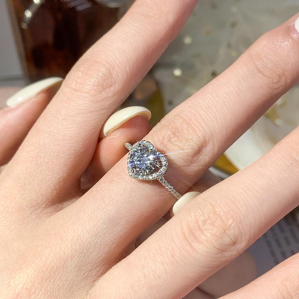 Ring Female Korean Version Simple Fashion Zircon Open Ring Temperament Heart-shaped Diamond-set Index Finger Ring Single Row of Small Diamonds 2026