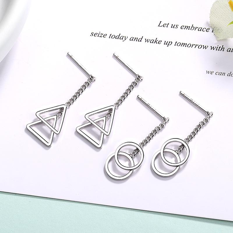 Геометрические круглые квадратные серьги-подвески для женщин 925 пробы стерлингового серебра свадебные серьги букле д'орей ювелирные изделия Pendientes