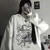 Gothic Dragon Print Hoodies Women Harajuku Vintage Hoodie Sweatshirt Oversized Streetwear Y2k Casual Winter Autumn Grunge Coat