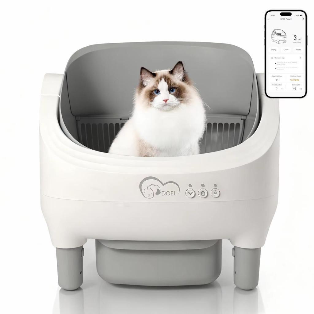 2026 Cool Smart App Control Open-top Automatic cat Box Basin with Dual Safety Sensors Self Cleaning Gift a cat Mat