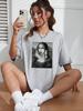 Women Cotton T-Shirts Funny Mona Lisa Printed Short Sleeve Tee Comfortable Personality Loose Tops Summer Fashion Lady Clothes