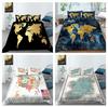 3D Map Pattern Bedding Single Double Bed Full Size Personalized Printed Pillowcase and Quilt Cover 2 or 3 Comfortable Home Decoration