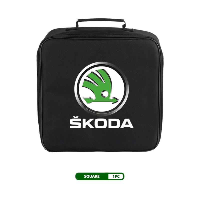 AAFO1 For Skoda Oxford Cloth Car Charge Cable Case Organiser Waterproof Charging Gun Storage Bag Kamiq Karoq Octavia 2 3 Rapid Scala