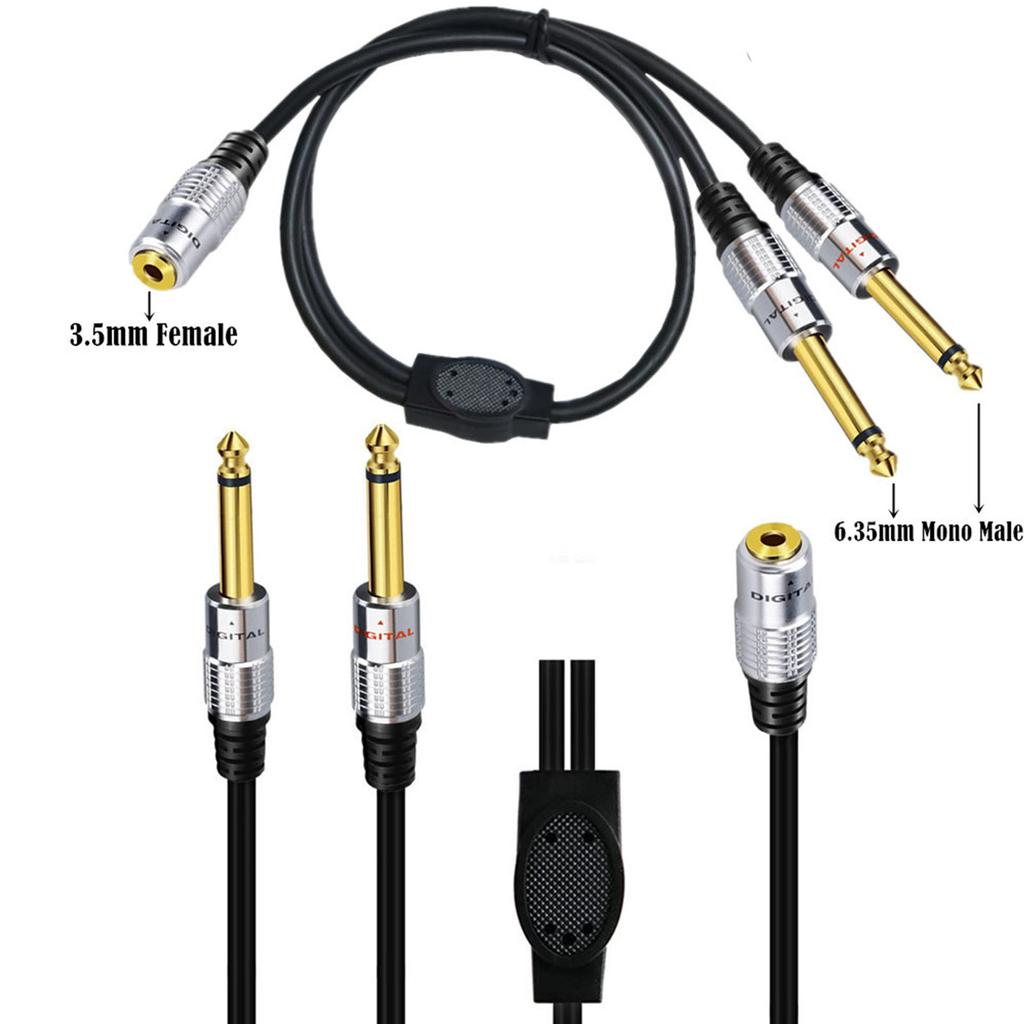 1/4 To 3.5mm Headphone Adapter,3.5mm Mini 1/8" TRS Stereo Female To 2 Dual 1/4 Inch 6.35mm Stereo Male Y Splitter 0.5m